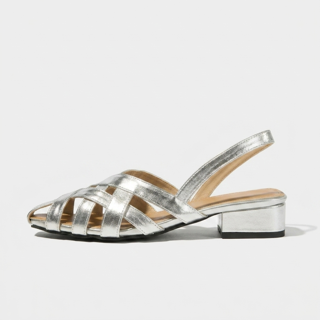 Everett Woven Slingback — Silver | Hudson & Wells