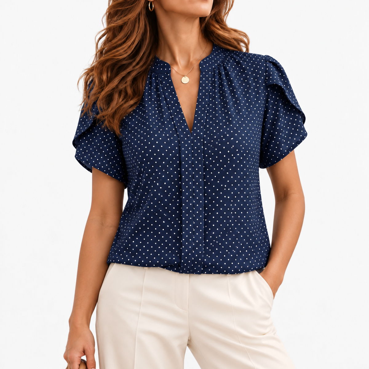 Geneva Lightweight Short Sleeve Blouse — Navy | Hudson & Wells