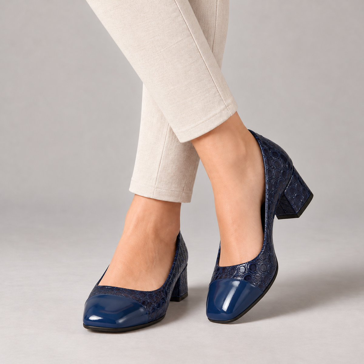Georgette Comfort Block Heel Pumps — Blue | Hudson & Wells