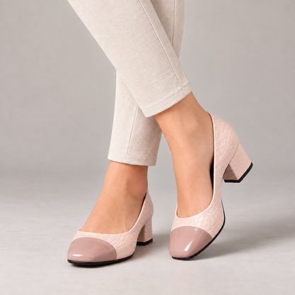 Georgette Comfort Block Heel Pumps — Pink | Hudson & Wells