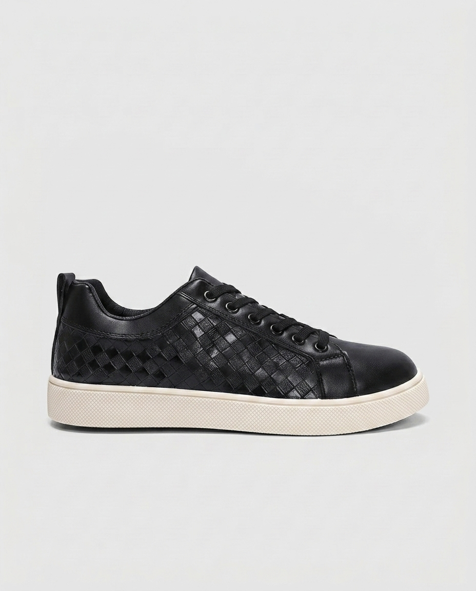 Graham Basketweave Sneaker — Black | Hudson & Wells
