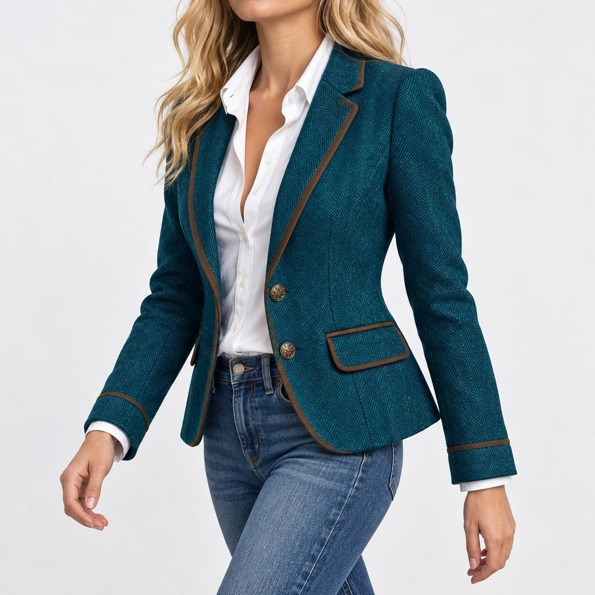 Gwendolyn Contrast-Piped Blazer | Hudson & Wells