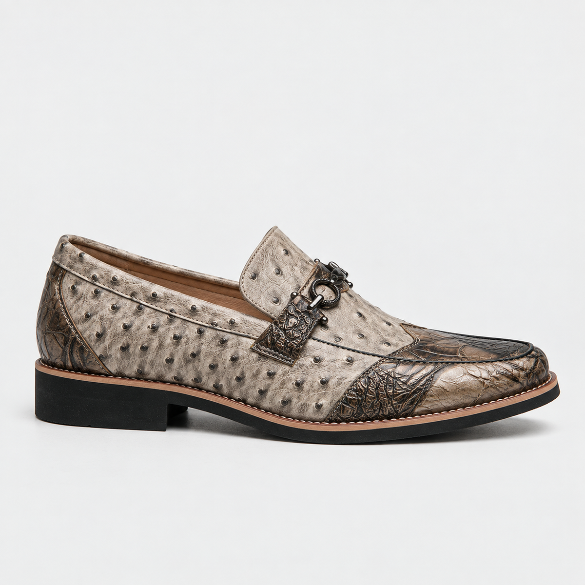 Harlan | Men's Comfort Faux Leather Shoes — Beige / Gold | Hudson & Wells