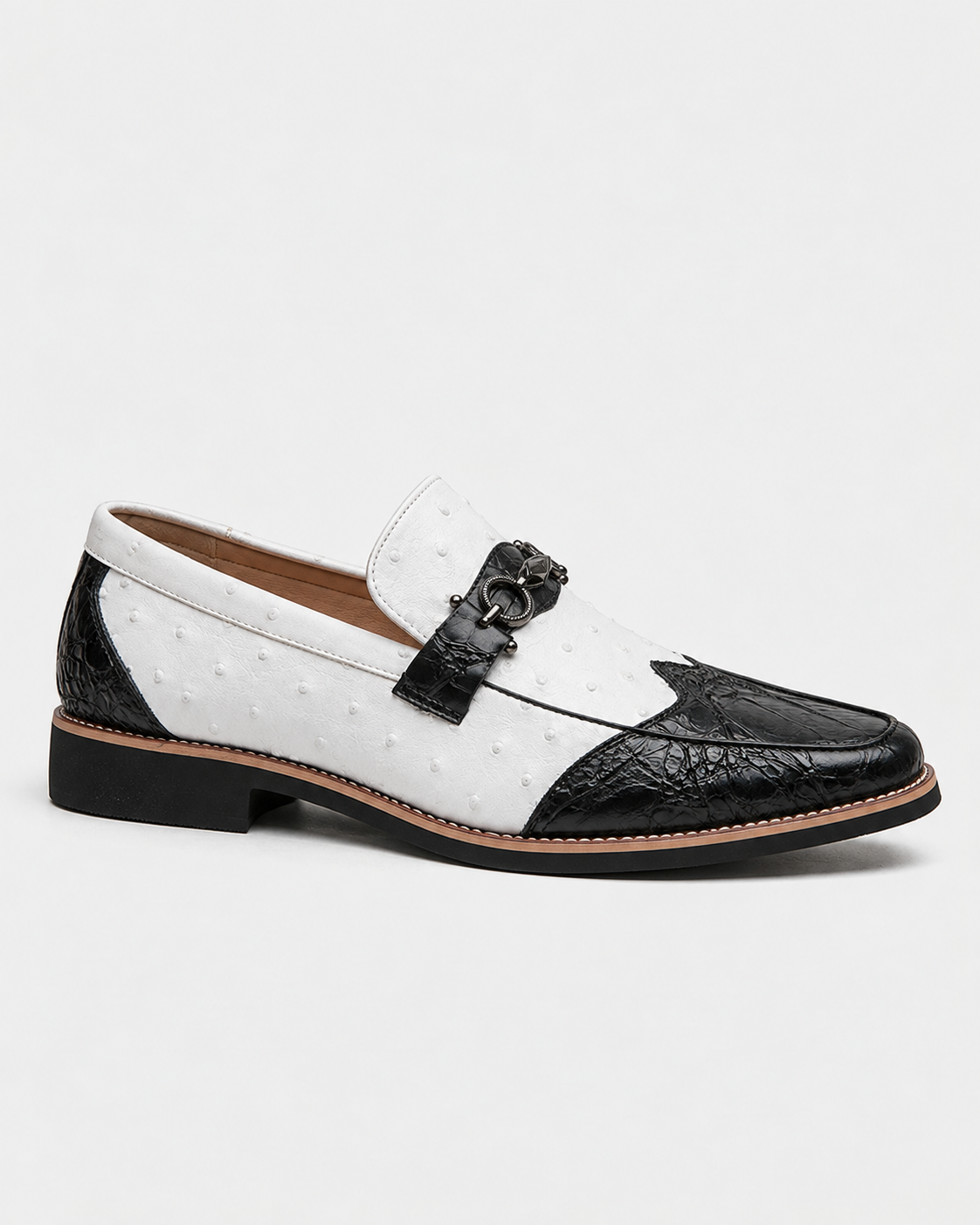 Harlan | Men's Comfort Faux Leather Shoes — Black / Bone | Hudson & Wells