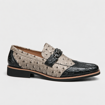 Harlan | Men's Comfort Faux Leather Shoes — Black / Tan | Hudson & Wells