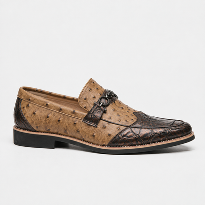 Harlan | Men's Comfort Faux Leather Shoes — Yellow / Brown | Hudson & Wells
