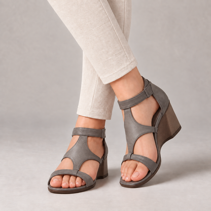 Helena Women's Everyday Comfort Cutout Wedge Sandals — Gray | Hudson & Wells