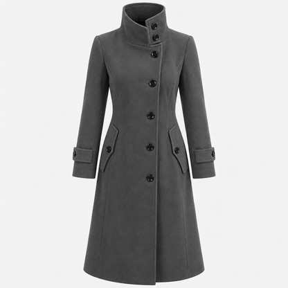 Henrietta Tailored High-Collar Coat — Gray | Hudson & Wells