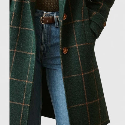 Hester Relaxed Fit Plaid Coat, Notched Lapel | Hudson & Wells