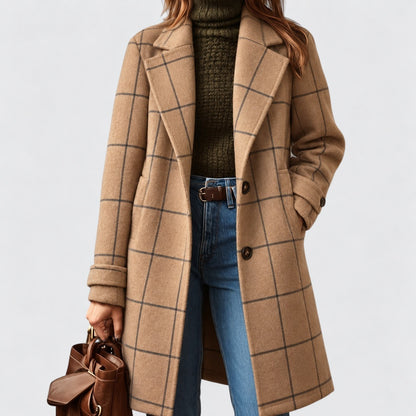Hester Relaxed Fit Plaid Coat, Notched Lapel | Hudson & Wells