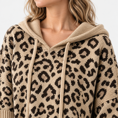 Hilda Relaxed Fit Leopard Hooded Sweater | Hudson & Wells