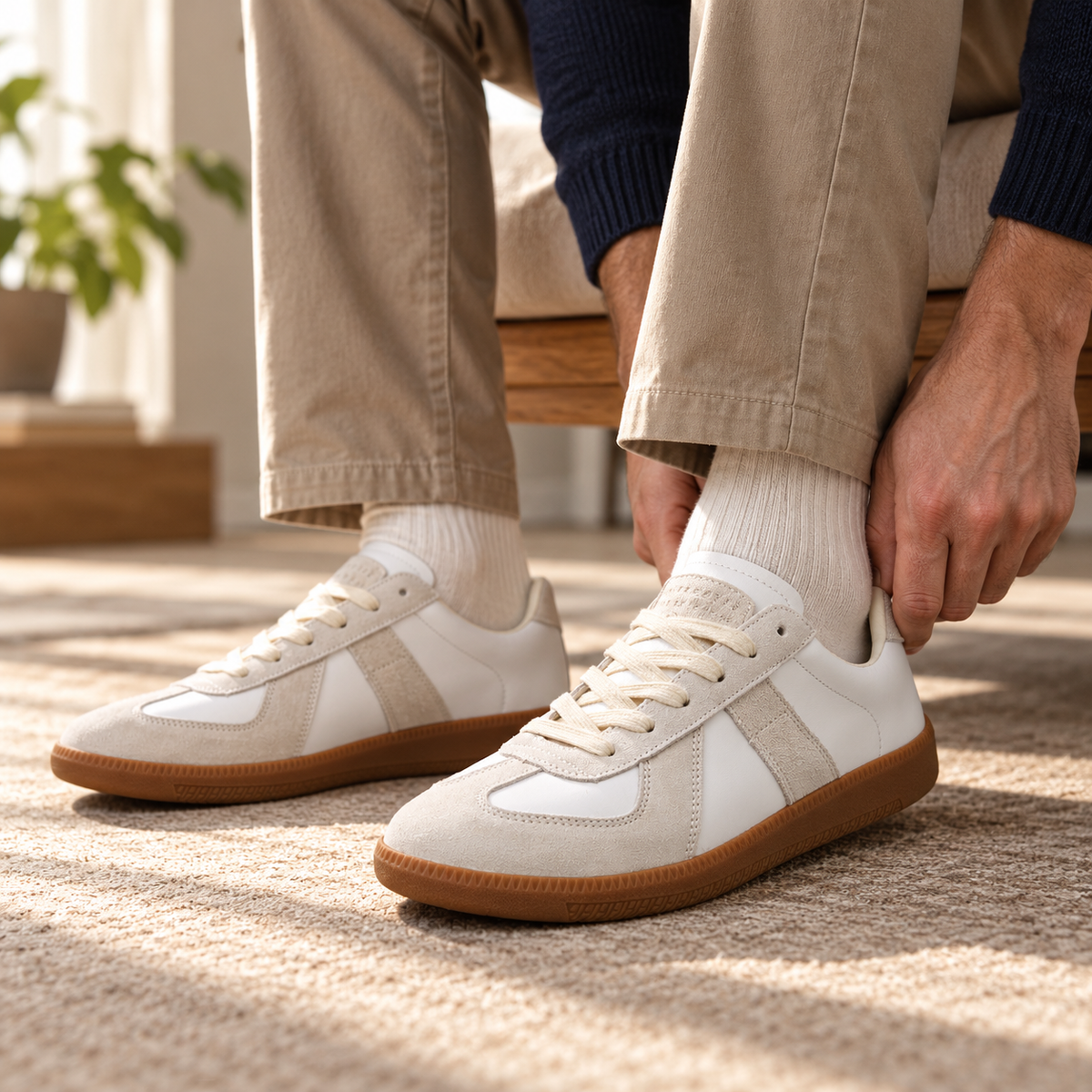Holden Leather Sneakers, Stitched Toe | Hudson & Wells