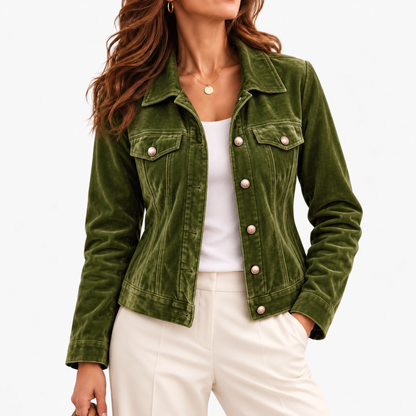 Janice Soft Button-Front Jacket — Army Green | Hudson & Wells