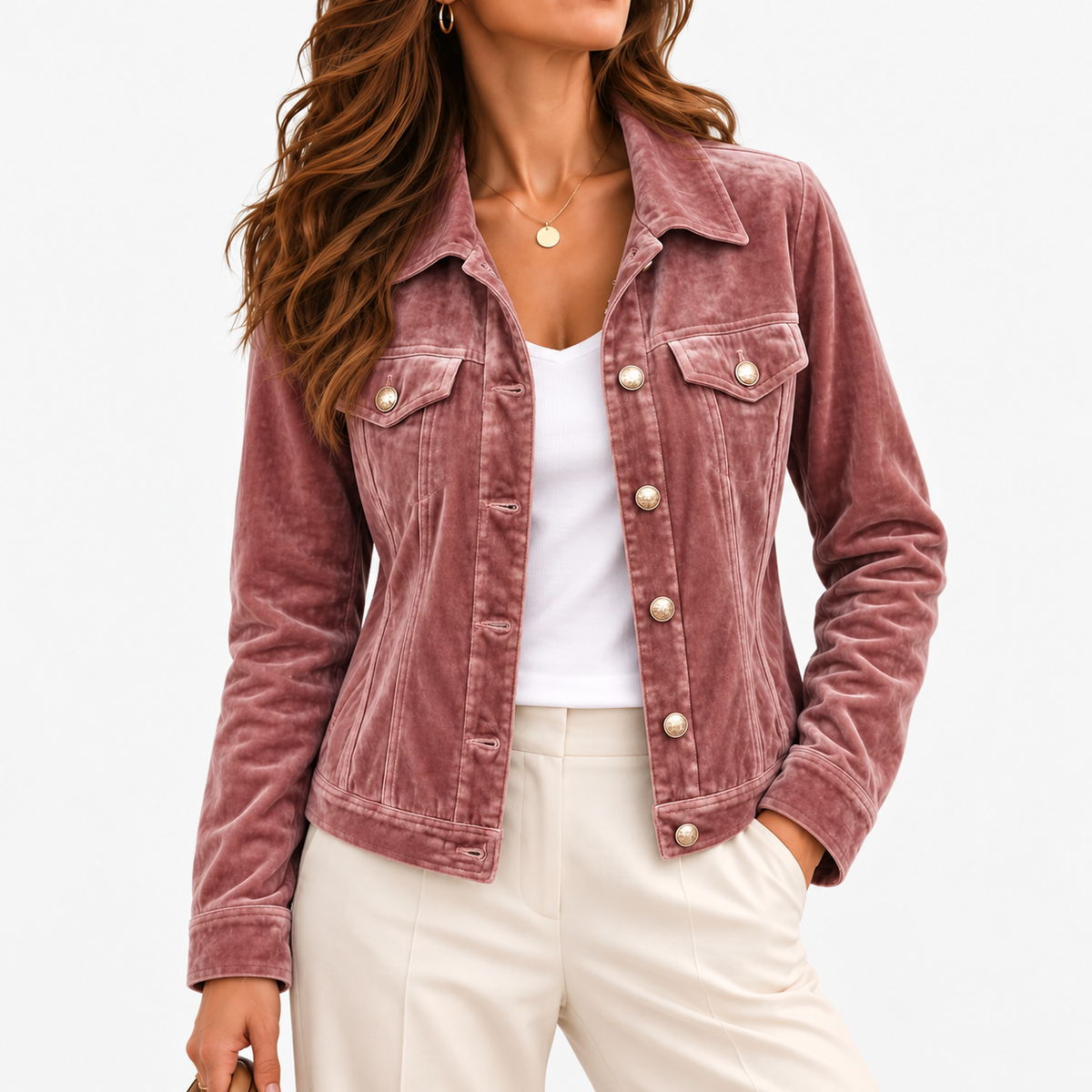 Janice Soft Button-Front Jacket — Dusty Rose | Hudson & Wells