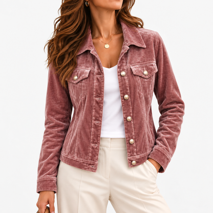 Janice Soft Button-Front Jacket — Dusty Rose | Hudson & Wells