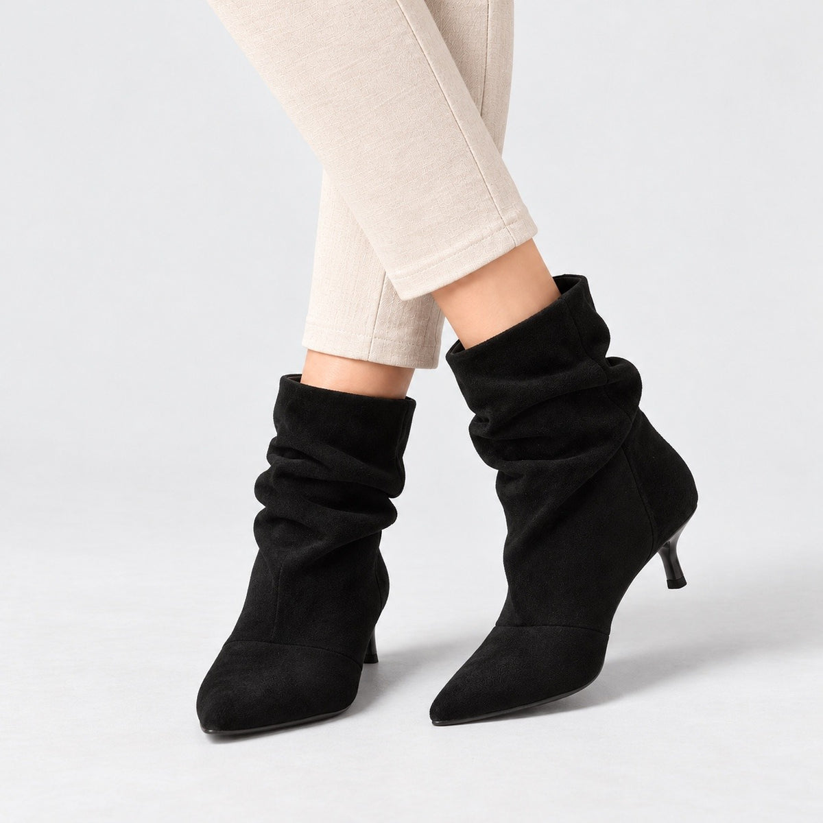 Jeanette Soft Slouch Ankle Boots — Black | Hudson & Wells