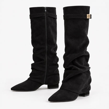 Jolene Relaxed Fit Knee-High Boots, Pointed Toe | Hudson & Wells