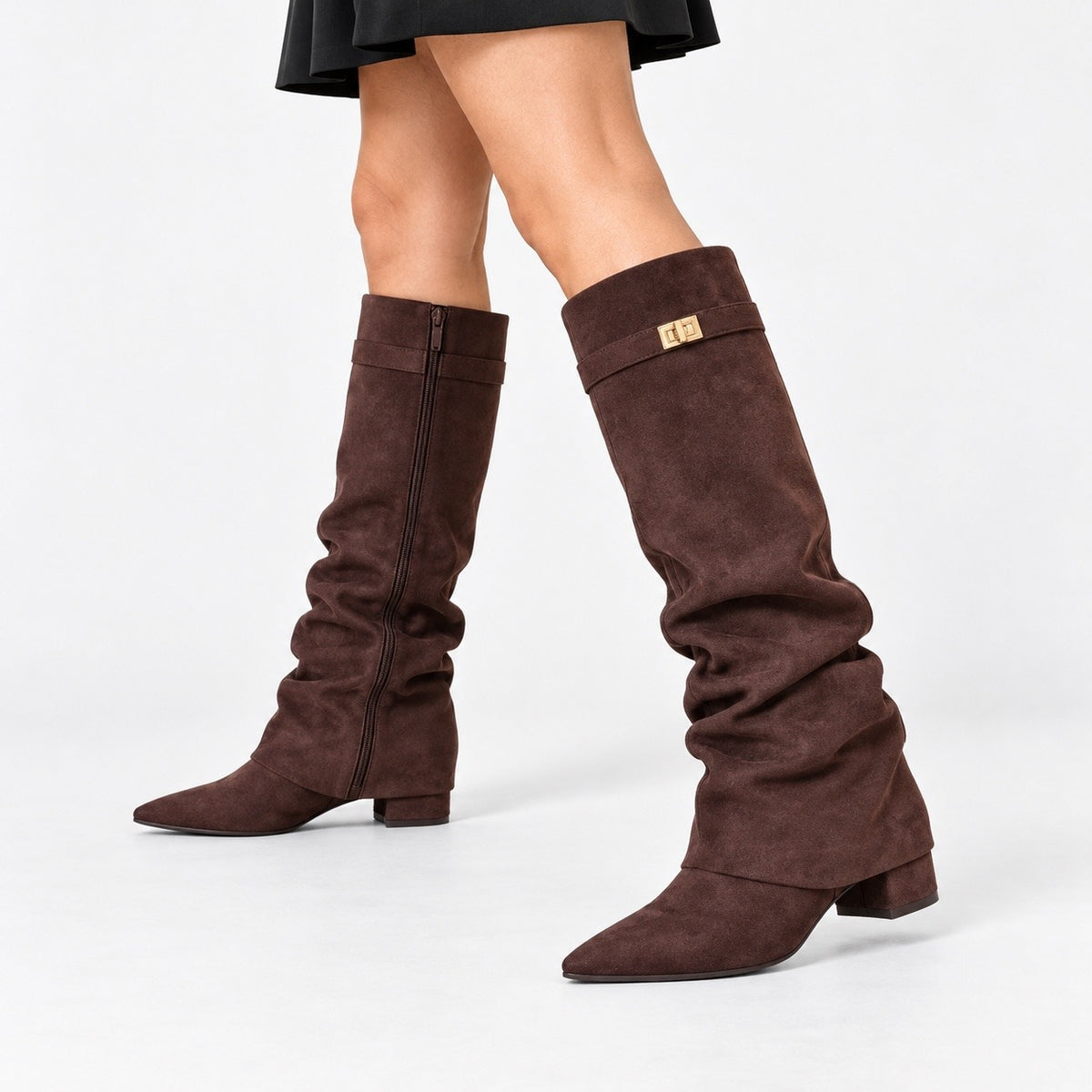 Jolene Relaxed Fit Knee-High Boots, Pointed Toe | Hudson & Wells