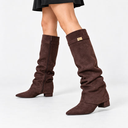 Jolene Relaxed Fit Knee-High Boots, Pointed Toe | Hudson & Wells