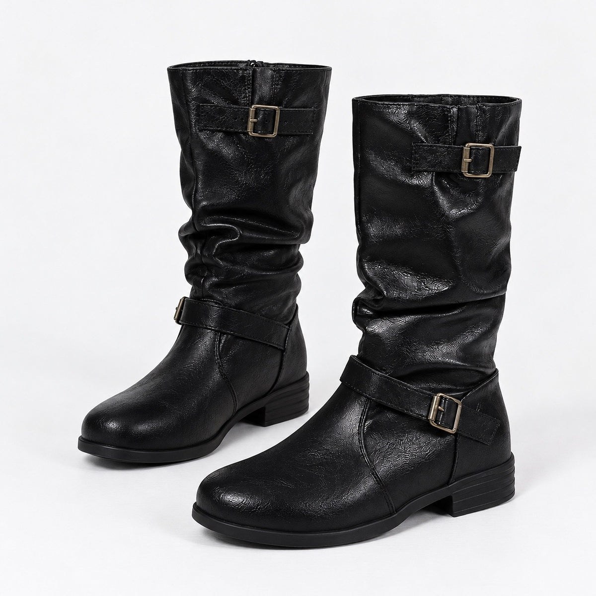 Kathleen Soft Slouch Buckle Boots | Hudson & Wells