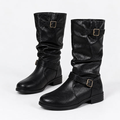 Kathleen Soft Slouch Buckle Boots | Hudson & Wells