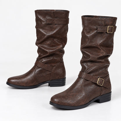 Kathleen Soft Slouch Buckle Boots | Hudson & Wells