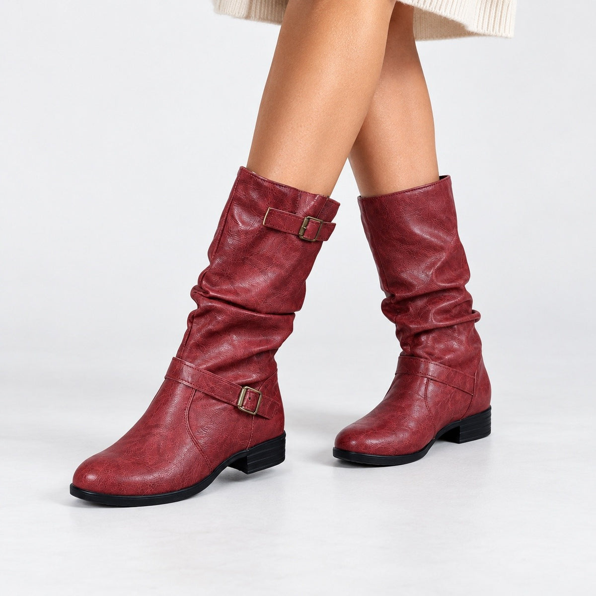 Kathleen Soft Slouch Buckle Boots | Hudson & Wells