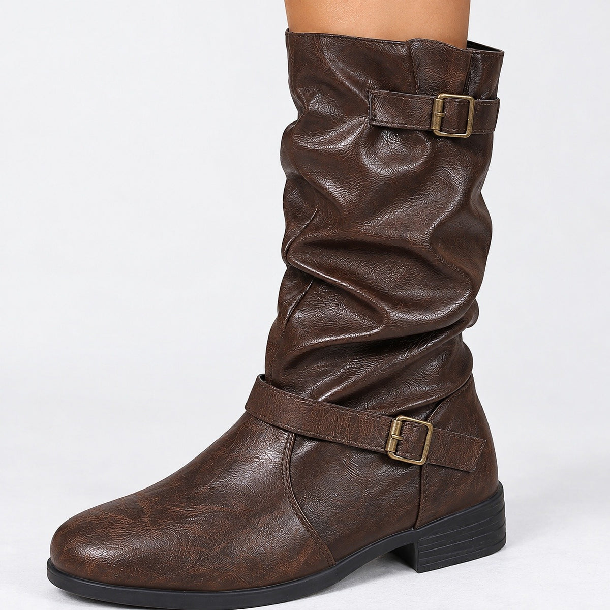 Kathleen Soft Slouch Buckle Boots | Hudson & Wells
