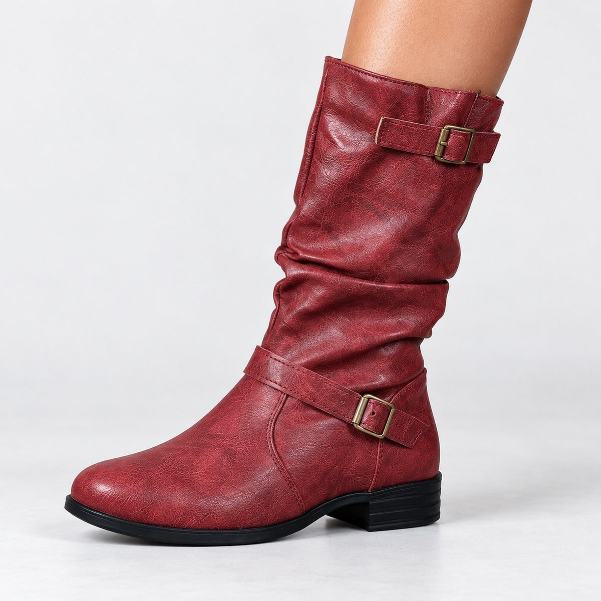 Kathleen Soft Slouch Buckle Boots | Hudson & Wells