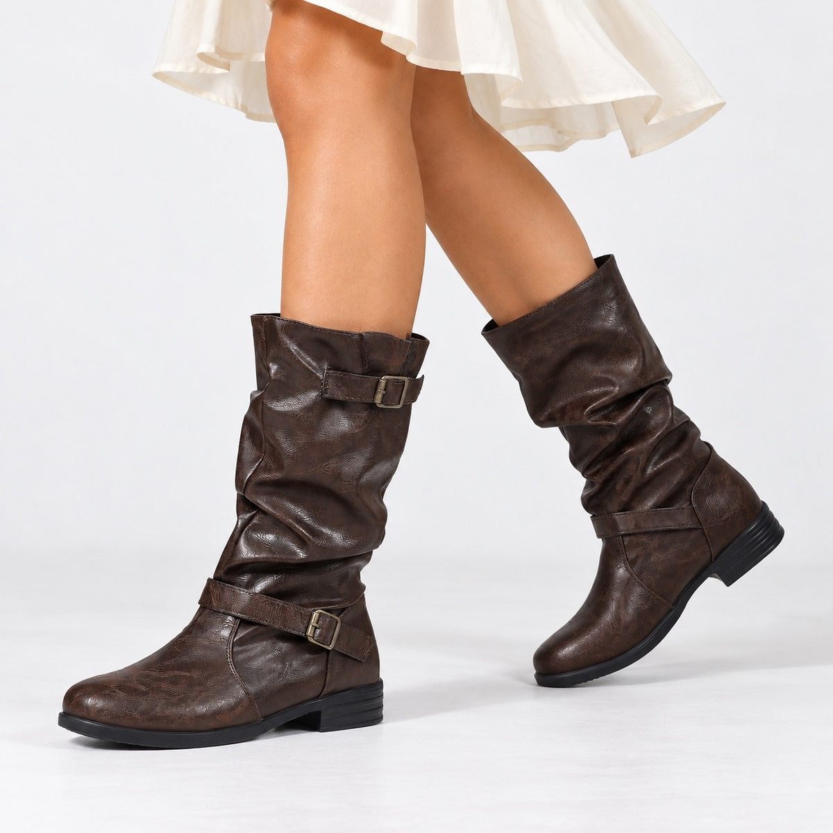 Kathleen Soft Slouch Buckle Boots | Hudson & Wells