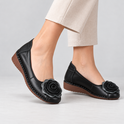 Lavinia Cushioned Slip-On Flats, Rosette Toe | Hudson & Wells
