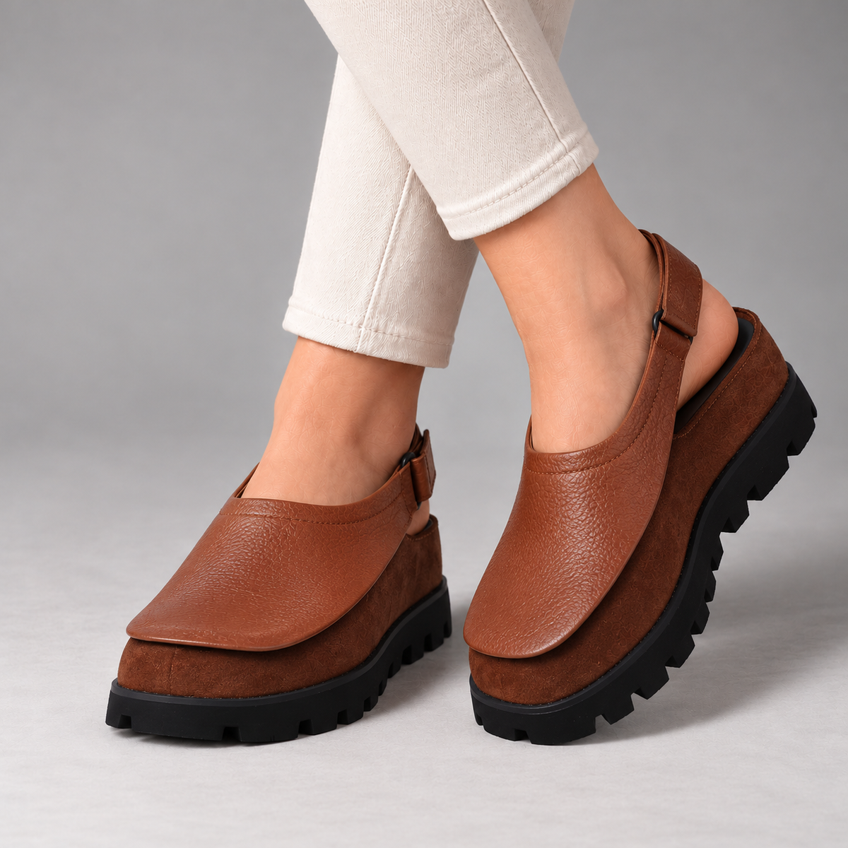 Lavonne Comfort Platform Slingback Shoes — Brown | Hudson & Wells