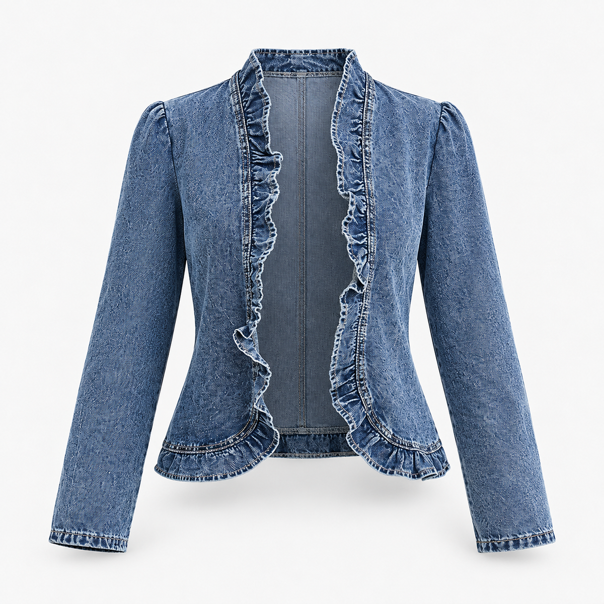 Lena Fitted Waist Jacket, Ruffle Trim | Hudson & Wells