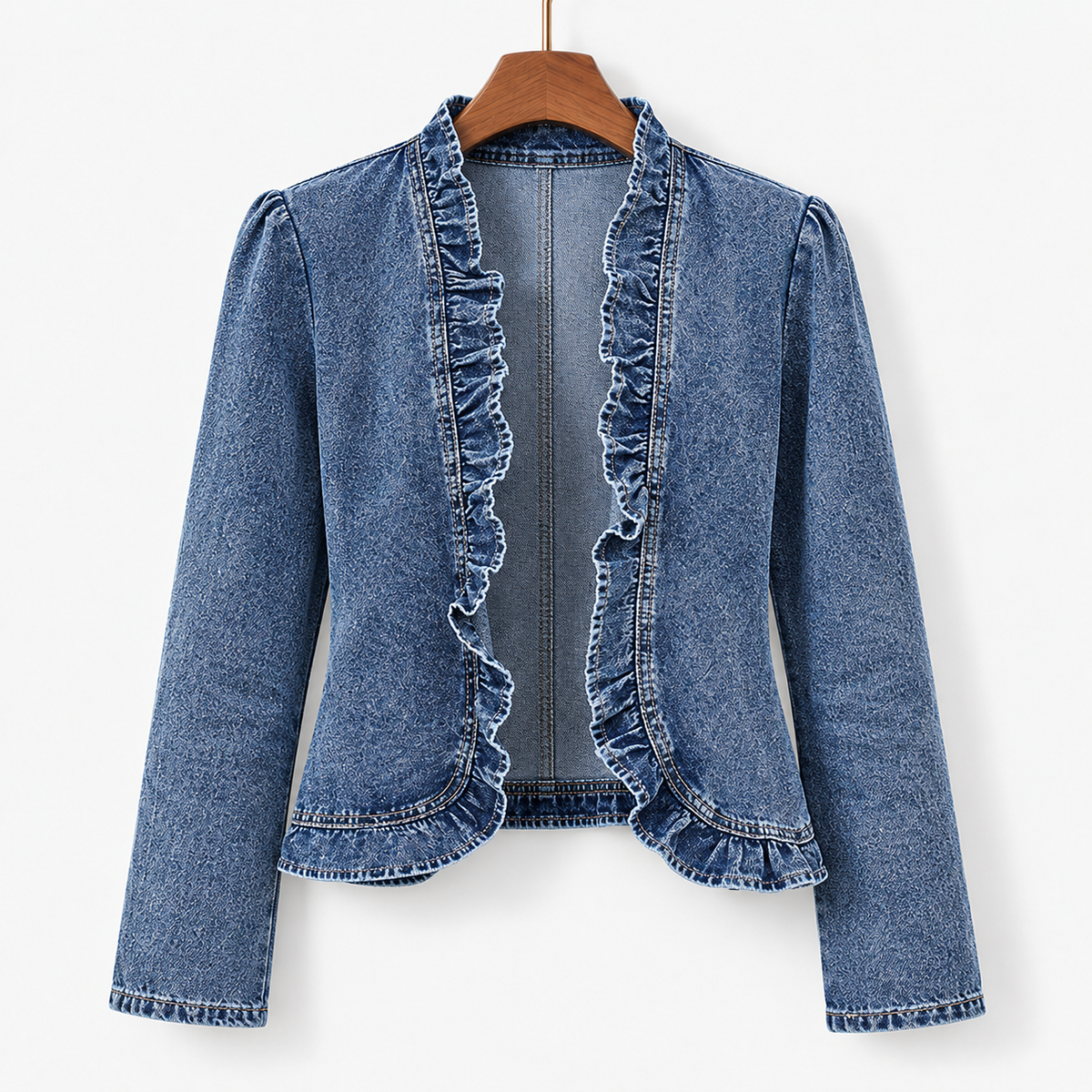 Lena Fitted Waist Jacket, Ruffle Trim | Hudson & Wells