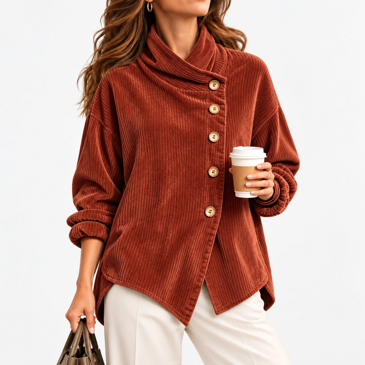 Lettie Relaxed Fit Shirt Jacket — Brick Red | Hudson & Wells