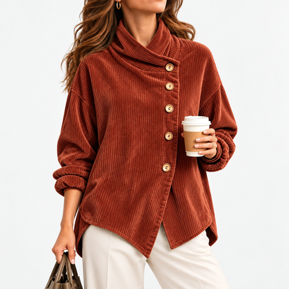 Lettie Relaxed Fit Shirt Jacket — Brick Red | Hudson & Wells