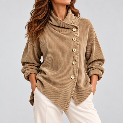 Lettie Relaxed Fit Shirt Jacket — Khaki | Hudson & Wells