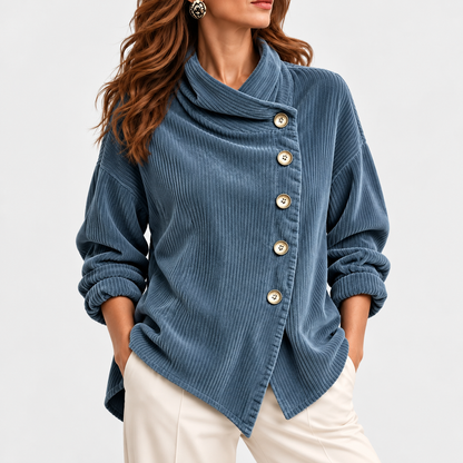 Lettie Relaxed Fit Shirt Jacket — Peacock Blue | Hudson & Wells