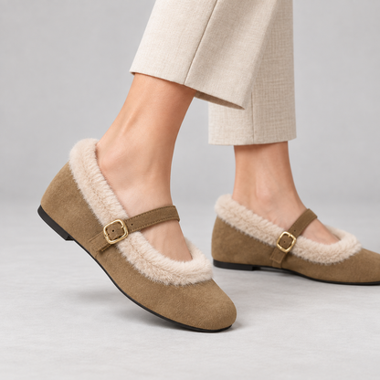 Lillian Women's Orthopedic Comfort Mary Janes, Faux-Fur Trim | Hudson & Wells