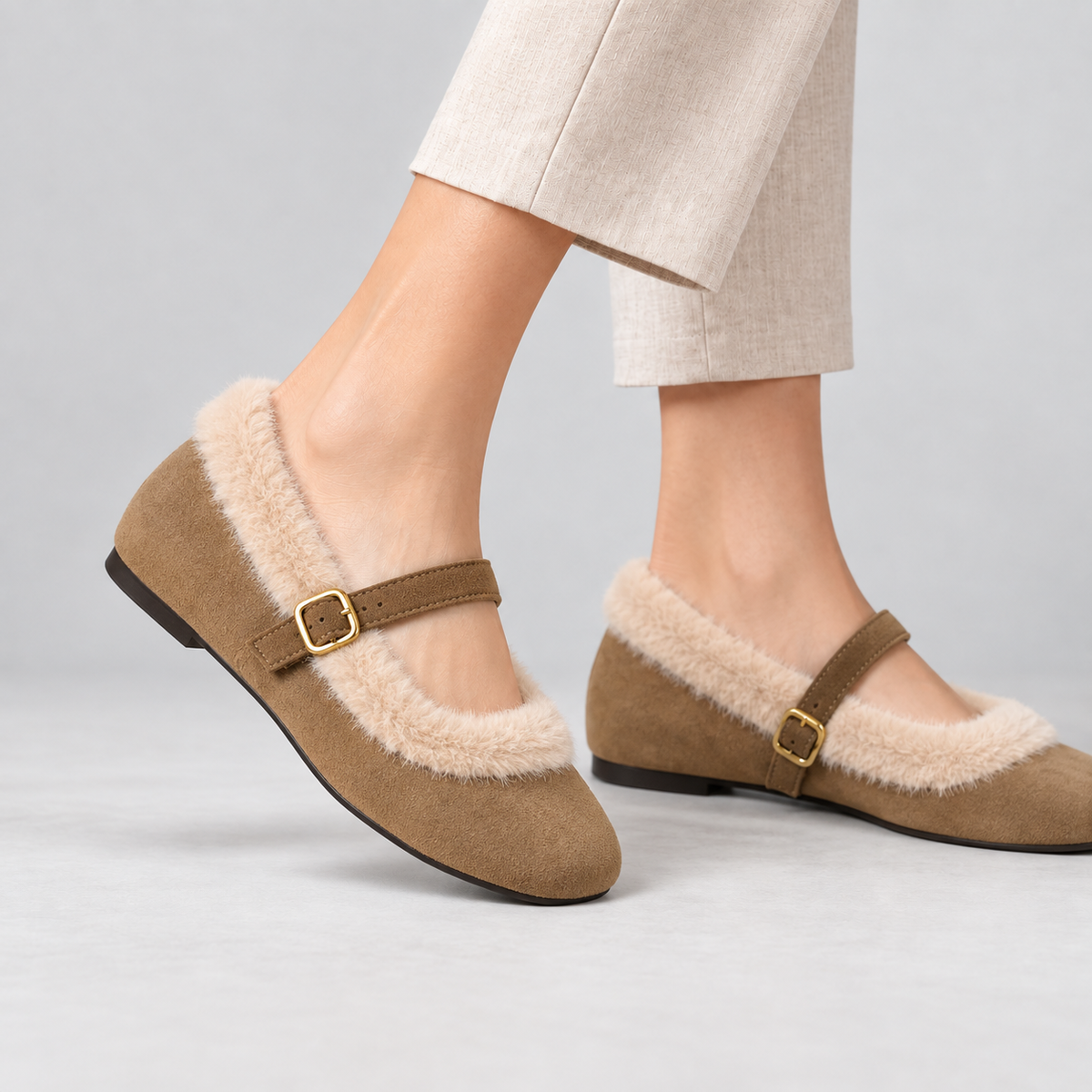 Lillian Women's Orthopedic Comfort Mary Janes, Faux-Fur Trim | Hudson & Wells
