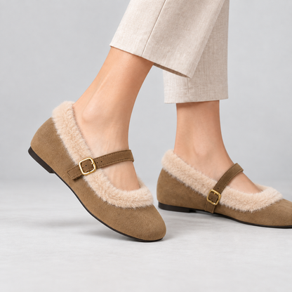 Lillian Women's Orthopedic Comfort Mary Janes, Faux-Fur Trim | Hudson & Wells