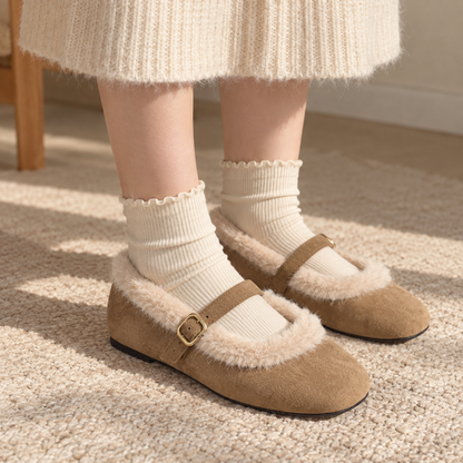 Lillian Women's Orthopedic Comfort Mary Janes, Faux-Fur Trim | Hudson & Wells