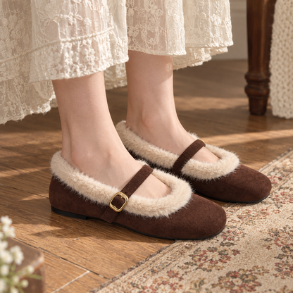 Lillian Women's Orthopedic Comfort Mary Janes, Faux-Fur Trim | Hudson & Wells