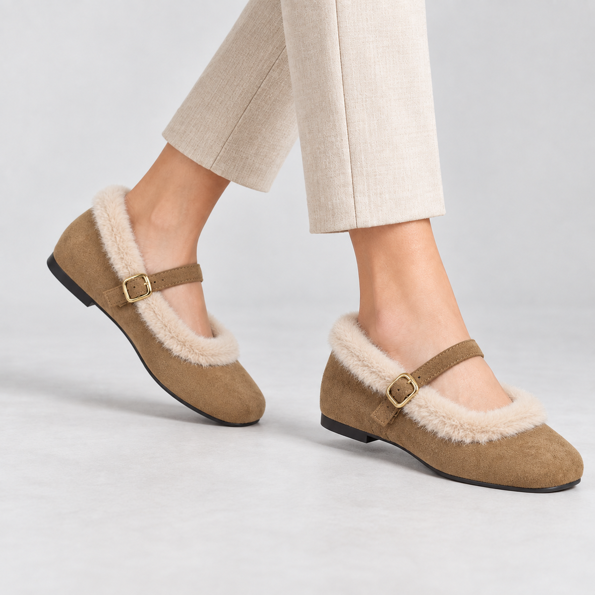 Lillian Women's Orthopedic Comfort Mary Janes, Faux-Fur Trim | Hudson & Wells