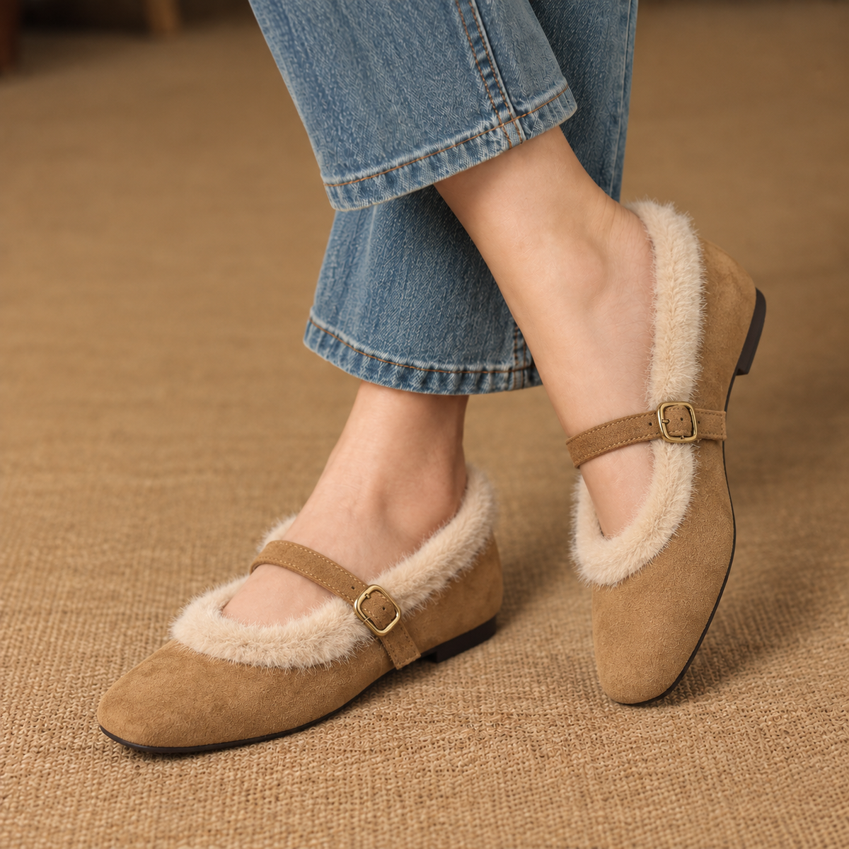 Lillian Women's Orthopedic Comfort Mary Janes, Faux-Fur Trim | Hudson & Wells