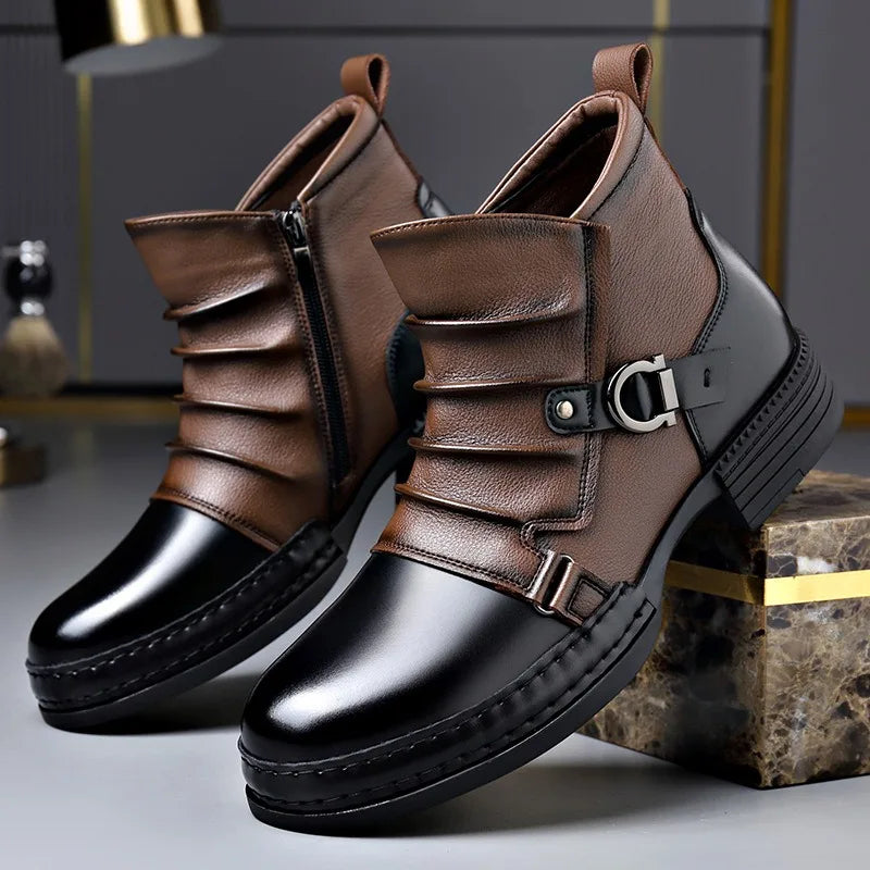 Lincoln Buckle Ankle Boot — Chestnut & Black Toe | Hudson & Wells