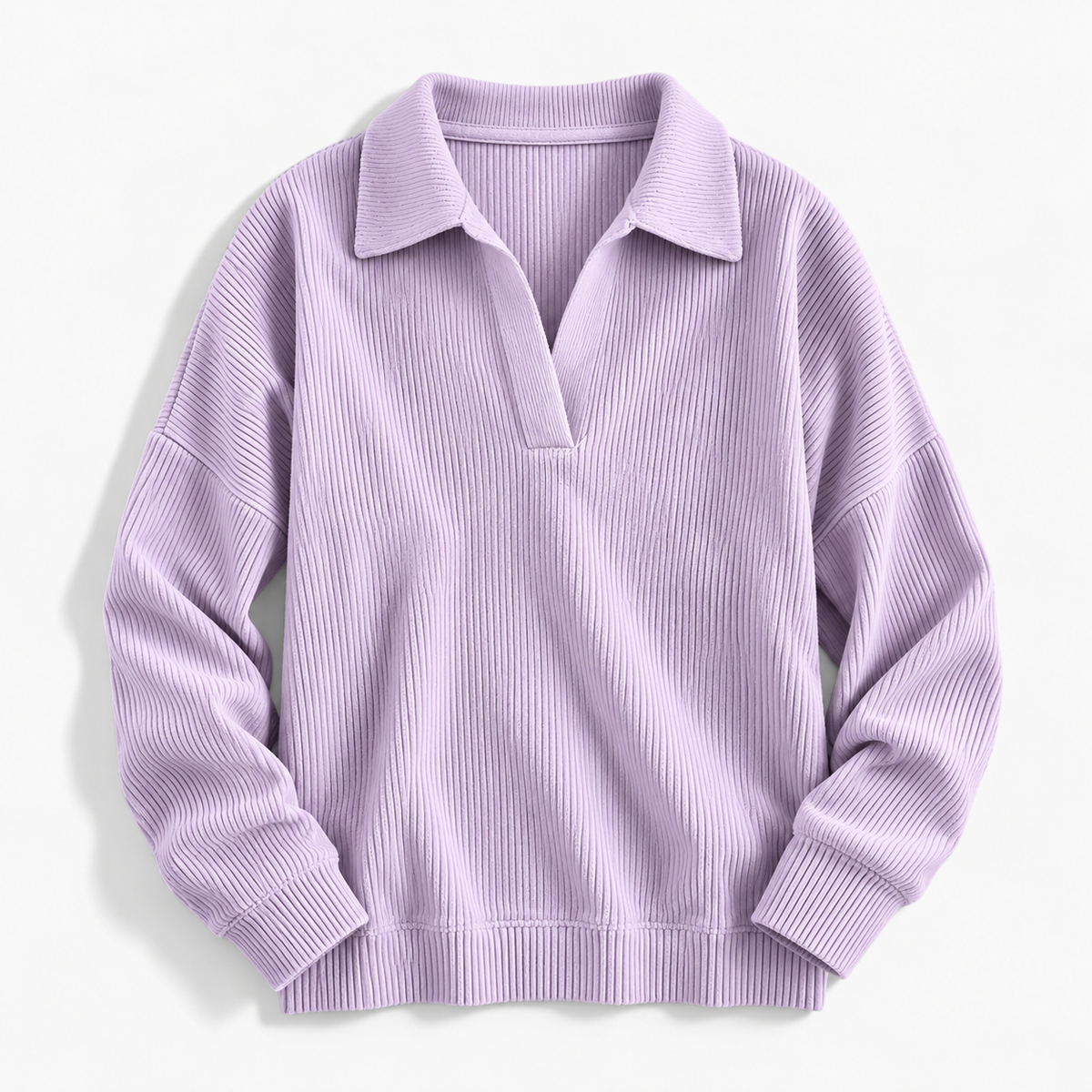 Lois Soft Spread-Collar V-Neck Top | Hudson & Wells