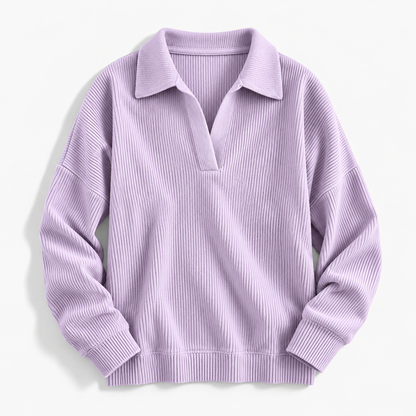 Lois Soft Spread-Collar V-Neck Top | Hudson & Wells