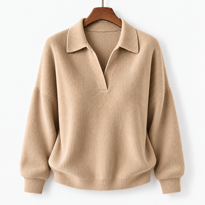 Lois Soft Spread-Collar V-Neck Top | Hudson & Wells