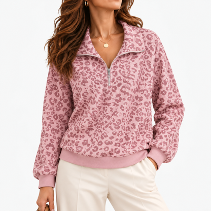 Loretta Lightweight Pullover, Half-Zip — Pink / Red | Hudson & Wells